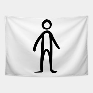 Stick figure man in black ink Tapestry