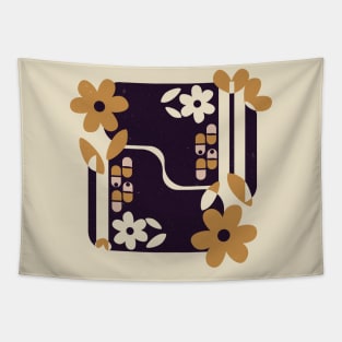 Flowers floral shape in dark purple shape Tapestry