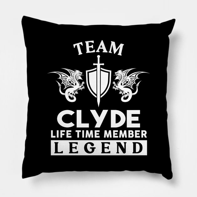 Clyde Name T Shirt - Clyde Life Time Member Legend Gift Item Tee Pillow by unendurableslemp118