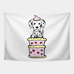 Dalmatian dog Jumping out of a cake Tapestry