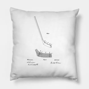 Hockey Stick Vintage Patent Hand Drawing Pillow