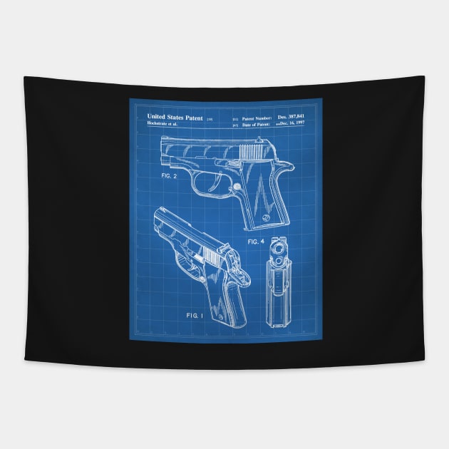 Sig Sauer Pistol Patent - Firearm Enthusiast Gun Lover Art - Blueprint Tapestry by patentpress