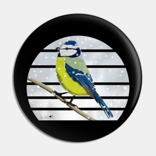 Blue Tit Winter Snow Bird Watching Birding Ornithologist Gift Pin