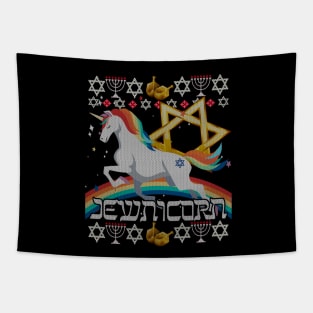 Jewnicorn Unicorn Ugly Hanukkah Chanukah - Funny Jewish Tapestry