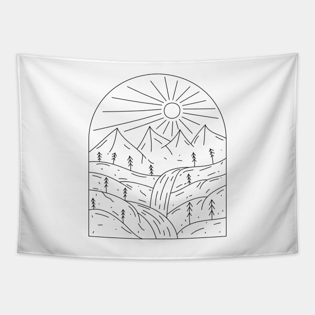 Lake Minimal Line Art Tapestry by JaiStore