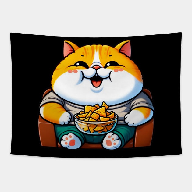 Exotic Shorthaired Cat Couch Potato Nachos Tapestry by Plushism