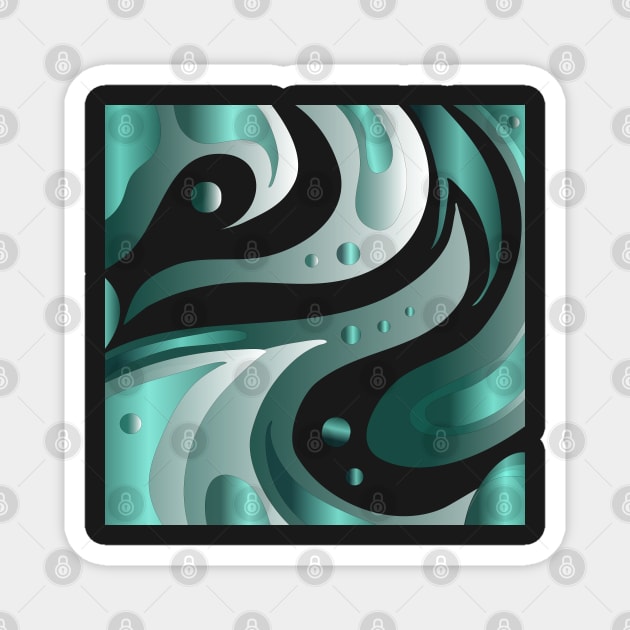 Teal and blue green abstract underwater world Magnet by CreaKat