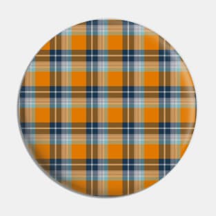 Orange and Blue Tartan Plaid Pattern Pin