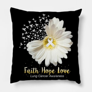 Faith Hope Love Tshirt Lung Cancer Awarenesss Pillow