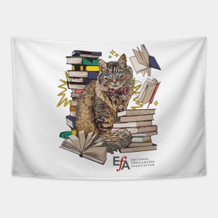 Stet Cat with Books Tapestry