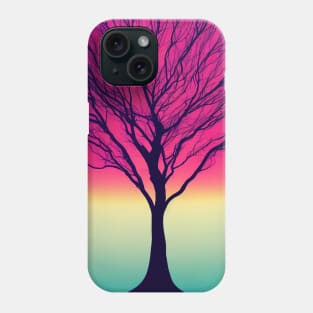 Lonely Tree Under a Pink Midnight Sky - Vibrant Colored Whimsical - Abstract Minimalist Bright Colorful Nature Poster Art of a Leafless Branches Phone Case