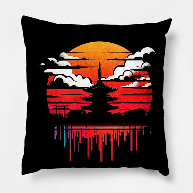 Sensoji Temple Japan Design Pillow by Miami Neon Designs