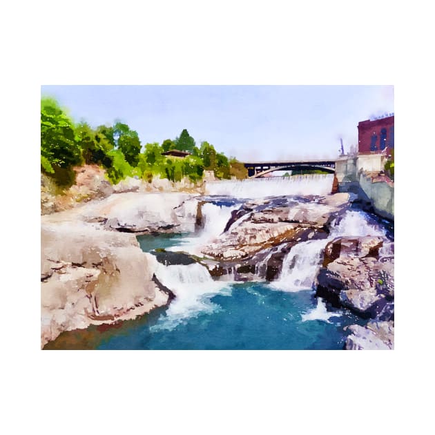 Spokane River Falls Watercolor by terrybain