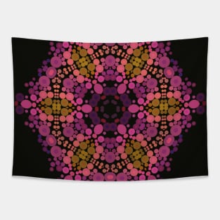 Dot Mandala Flower Pink Yellow and Black Tapestry