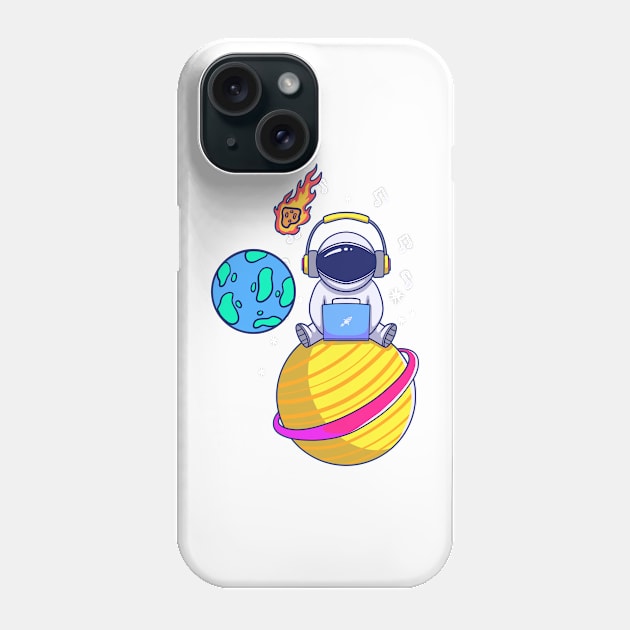 Astronaut Playing Electronic Music DJ On The Planet Phone Case by dailydadacomic