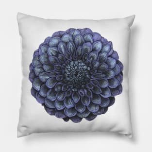 Blue and Purple Dahlia Flower Pillow