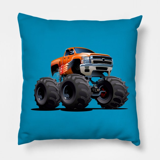 Cartoon monster truck Pillow by Mechanik