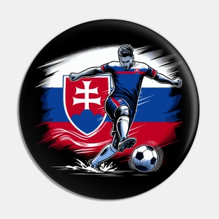 Dynamic Slovakia Soccer Star in Action - Vector Design Pin