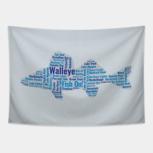 Fishing Ontario - Walleye Body with Canada Fishing Terms Tapestry