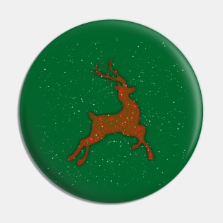 Red Flying Reindeer Mandala in the Green Sky Pin