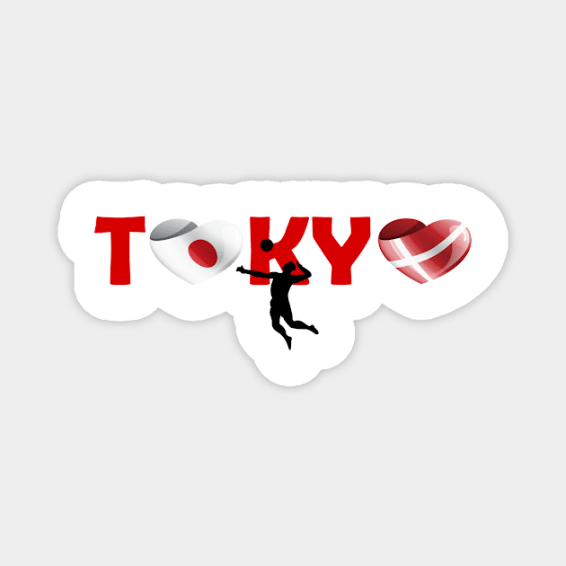 Sports games in Tokyo: Volleyball team from Denmark (DK) Magnet by ArtDesignDE