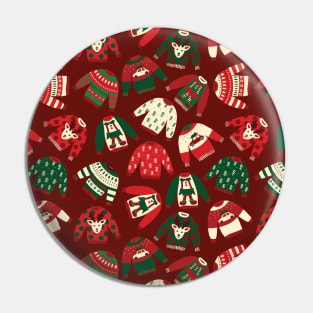 Ugly Christmas Sweaters Red Green Beige Pin