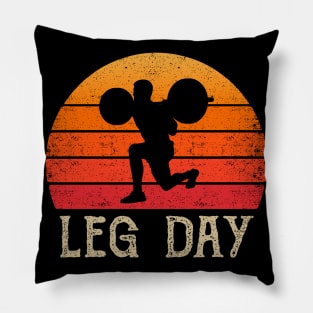 Distressed Vintage Retro Weightlifter Bodybuilder Leg Day Pillow