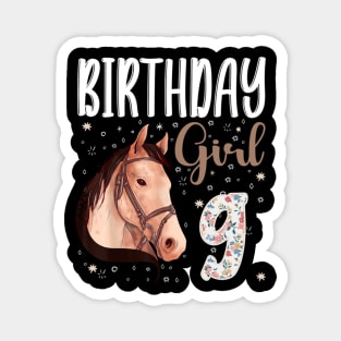 Horse Animal Lovers 9th Birthday Girl Magnet