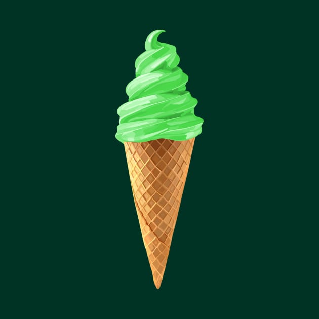 Green Mint Soft Serve Ice Cream Cone by Art by Deborah Camp