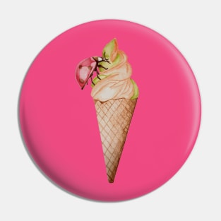 Ladybug on Ice Cream Pin