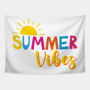 Bright Colorful Summer Vibes Text with Sun Tapestry