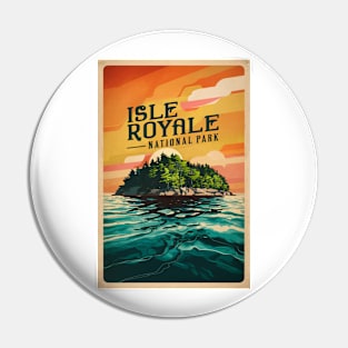 Vintage Isle Royale National Park Poster Pin