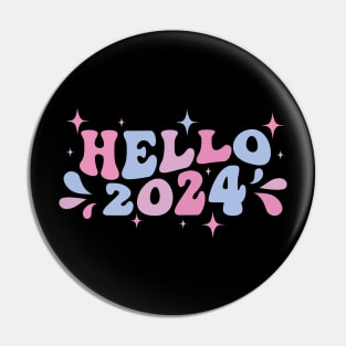 Hello 2024 pastel retro design Pin