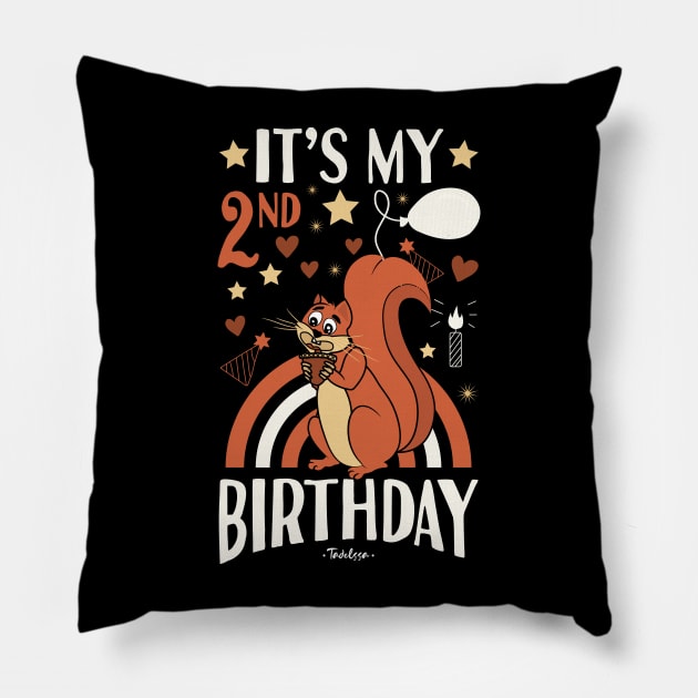 2nd Birthday Squirrel Pillow by Tesszero