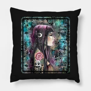 Rose Tattoo Fantasy Contemporary Art by Molly Harrison Pillow