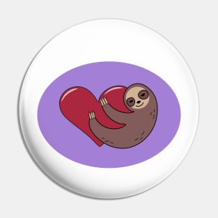 Sloth Heart Hug purple background Pin