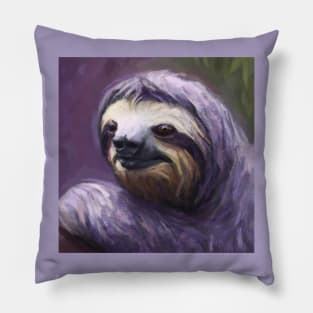 Emo Sloth Dyed Her Hair Purple Pillow