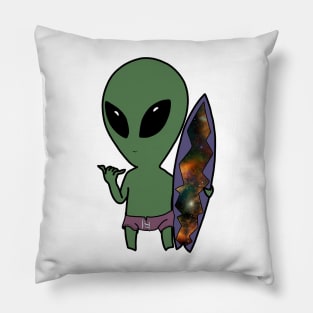 surfing Alien - We come in peace Pillow