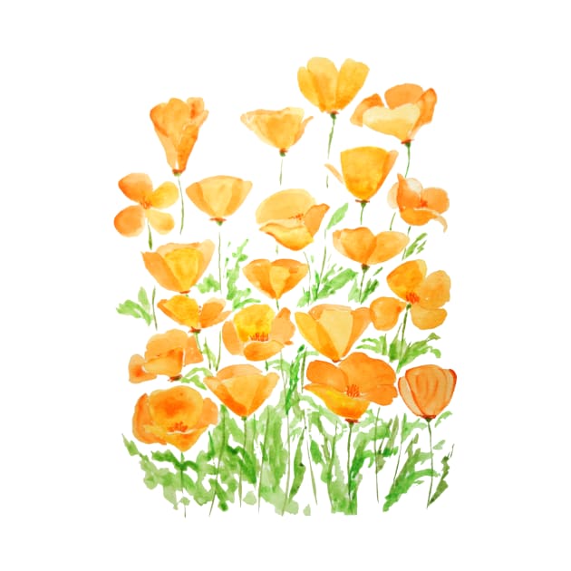 orange California poppy watercolor painting by colorandcolor