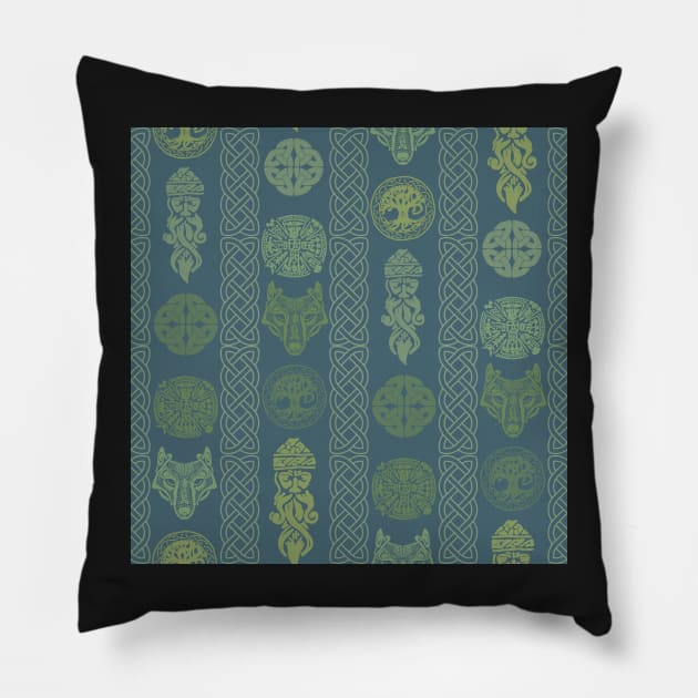 Celtic Talismans Blue Pillow by MSBoydston