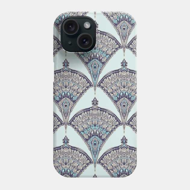 Deco Doodle in Aqua, Cream & Navy Blue Phone Case by micklyn