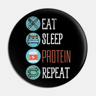 Eat Sleep Protein Repeat Pin