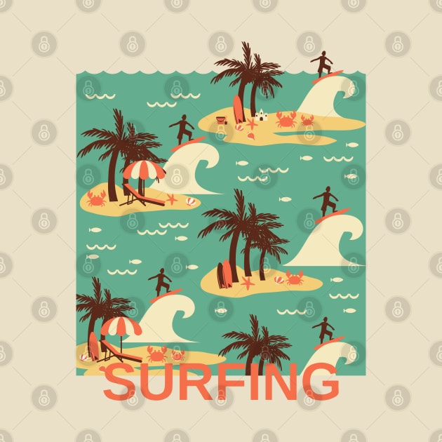 The Surfing Cartoon Illustration 1 by FlinArt