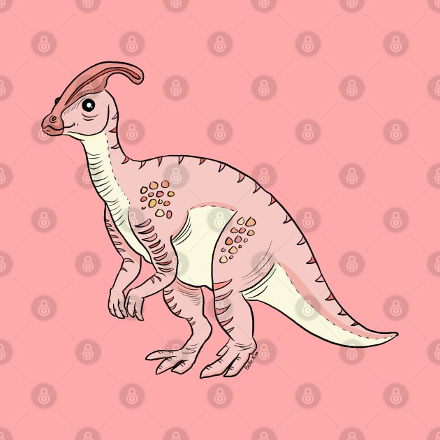 Pink parasaurolophus by doodletokki