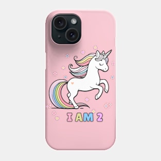 Magical Unicorn Birthday T-Shirt – I Am 2 – Perfect for Toddler Celebrations Phone Case