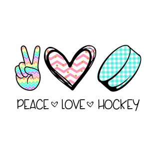 Peace Love Hockey Cute Design for Women Teen Girls T-Shirt