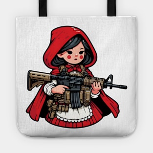 Tactical Little Red Riding Hood Adventure Tee: Where Fairytales Meet Bold Style Tote