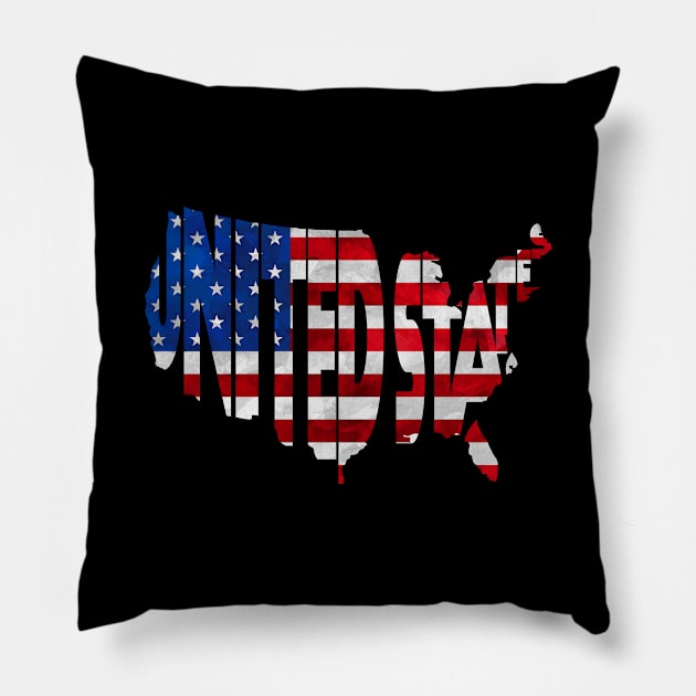 United States of America Typo Map Pillow by inspirowl