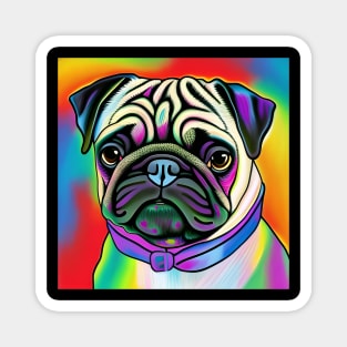 Pug Dog Rainbow Painting Magnet