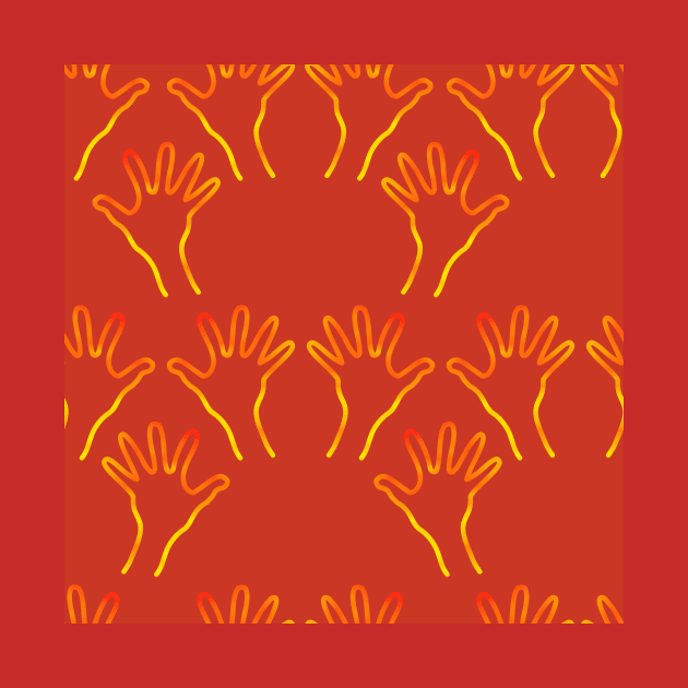 Cave Hands Anew Yellow-Red on Orange-Red 5748 by ArtticArlo